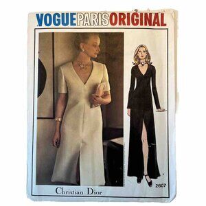 Vogue Paris Original 2607 Christian Dior A-line Dress V-Neck Size 10 Bust 32.5